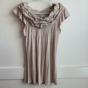 Anthropologie One September Cream Ruched Blouse